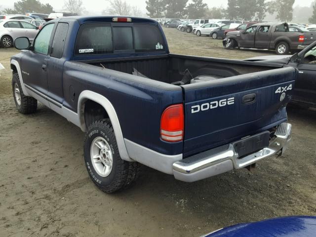 1B7GG22N1YS796496 - 2000 DODGE DAKOTA BLUE photo 3