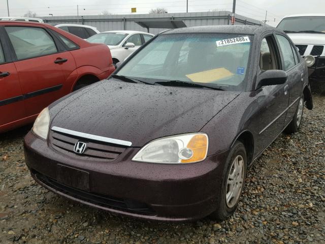 1HGES165X1L026972 - 2001 HONDA CIVIC LX PURPLE photo 2