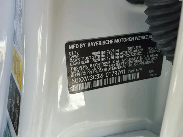 5UXXW3C32H0T79761 - 2017 BMW X4 XDRIVE2 Biały zdjęcie 10