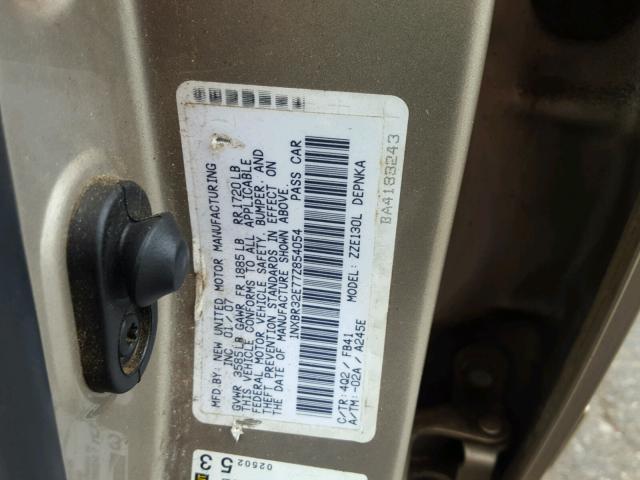 1NXBR32E77Z854054 - 2007 TOYOTA COROLLA CE GOLD photo 10