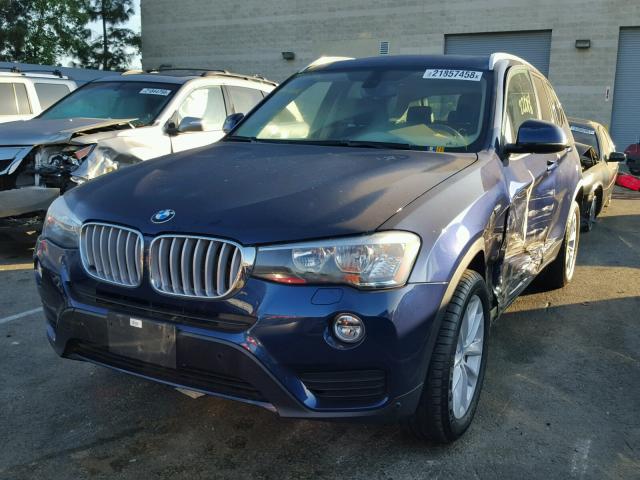 5UXWX9C51F0D62687 - 2015 BMW X3 XDRIVE2 BLUE photo 2