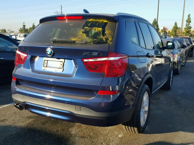 5UXWX9C51F0D62687 - 2015 BMW X3 XDRIVE2 BLUE photo 4