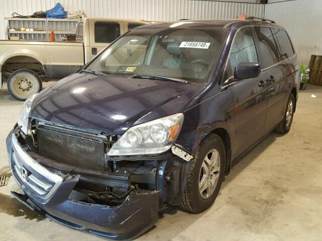 5FNRL38746B030520 - 2006 HONDA ODYSSEY EX BLUE photo 2