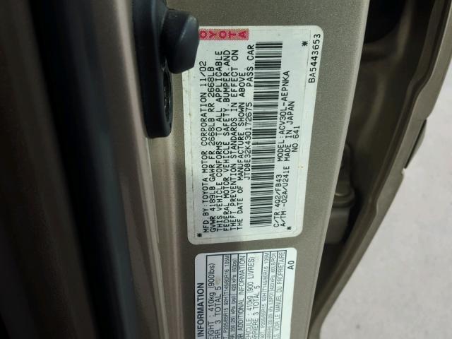 JTDBE32K430172675 - 2003 TOYOTA CAMRY LE GOLD photo 10