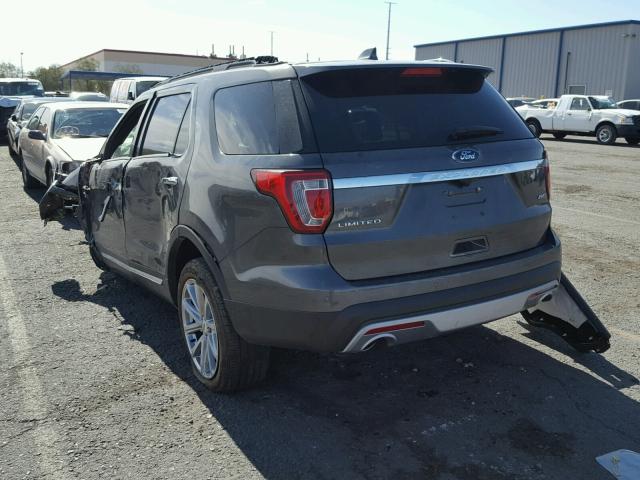 1FM5K8F84HGC68172 - 2017 FORD EXPLORER L GRAY photo 3