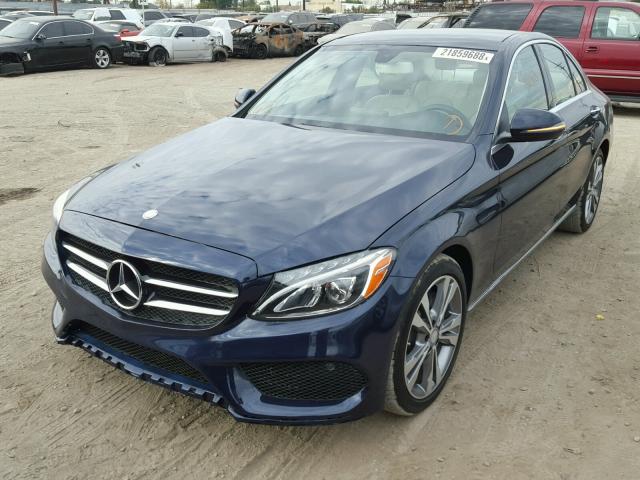 55SWF4JB6GU172141 - 2016 MERCEDES-BENZ C 300 BLUE photo 2