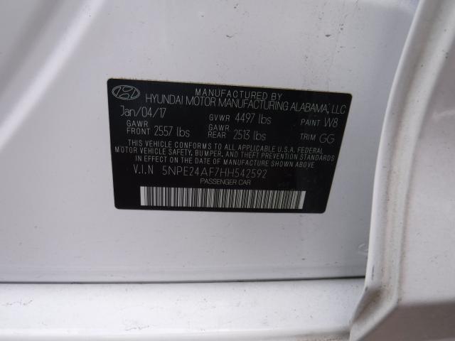 5NPE24AF7HH542592 - 2017 HYUNDAI SONATA SE WHITE photo 10