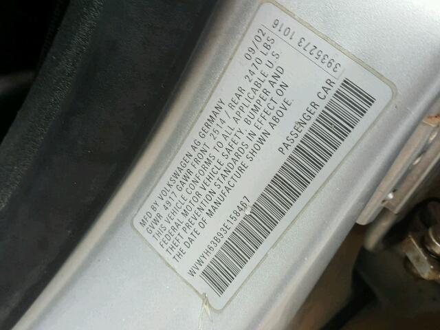 WVWYH63B93E158467 - 2003 VOLKSWAGEN PASSAT GLX 银色 照片 10