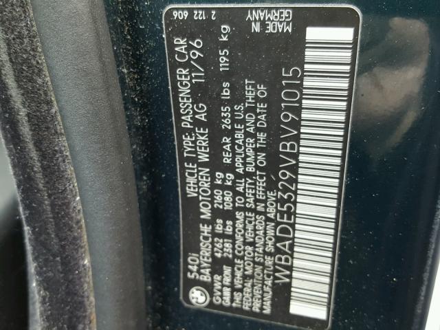 WBADE5329VBV91015 - 1997 BMW 540 I GREEN photo 10