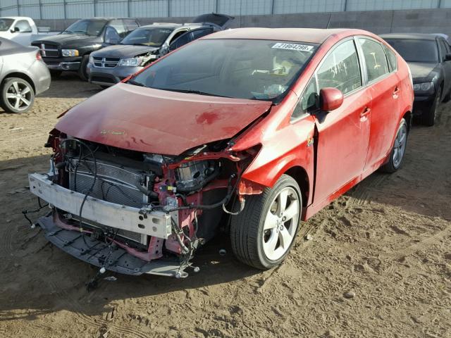 JTDKN3DU1A0085439 - 2010 TOYOTA PRIUS RED photo 2