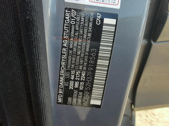 WDBRF52H37F918563 - 2007 MERCEDES-BENZ C 230 GRAY photo 10