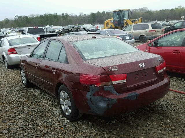 5NPET46C68H380224 - 2008 HYUNDAI SONATA BURGUNDY photo 3