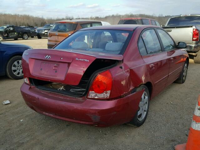 KMHDN46D14U845700 - 2004 HYUNDAI ELANTRA GL RED photo 4