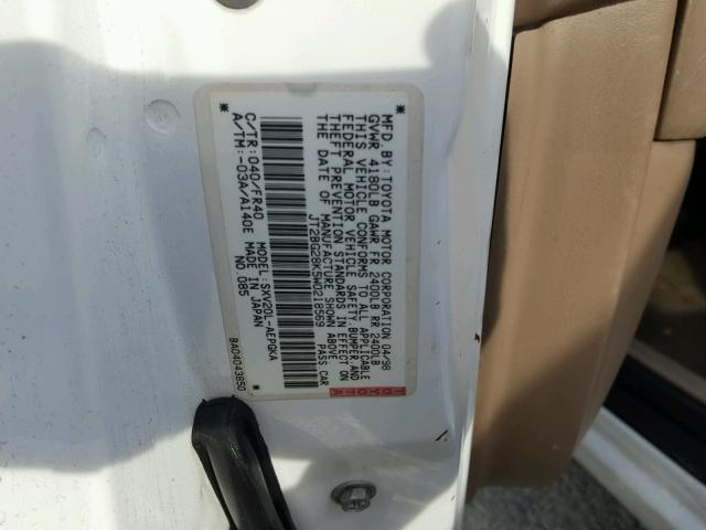 JT2BG28K5W0218569 - 1998 TOYOTA CAMRY LE თეთრი ფოტო 10