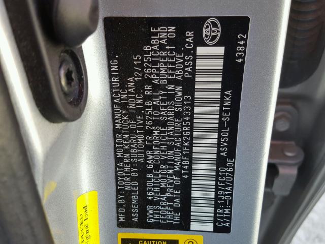 4T4BF1FK2GR543313 - 2016 TOYOTA CAMRY LE SILVER photo 10