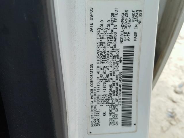 JTLKT324640142686 - 2004 TOYOTA SCION XB 白色 照片 10