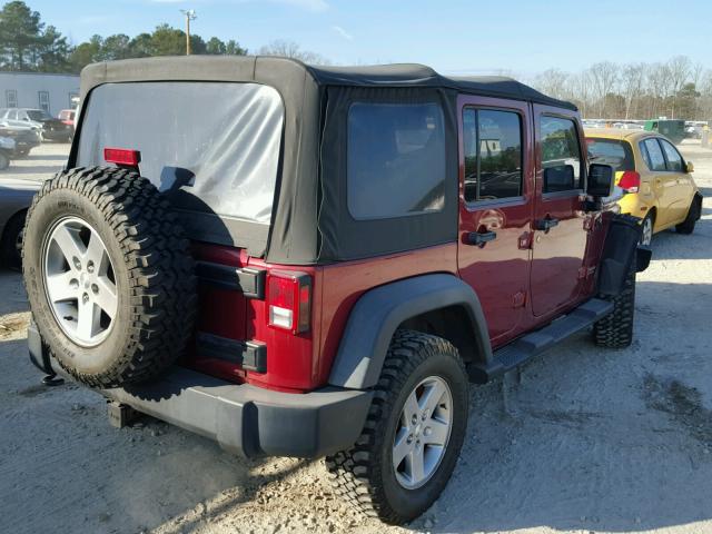 1C4BJWFG6CL166832 - 2012 JEEP WRANGLER U MAROON photo 4