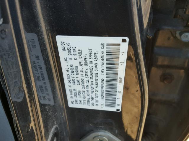 1HGCM66497A077695 - 2007 HONDA ACCORD SE GRAY photo 10