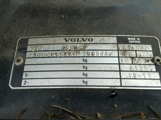 YV1AA884XL1399046 - 1990 VOLVO 240 BASE BLACK photo 10