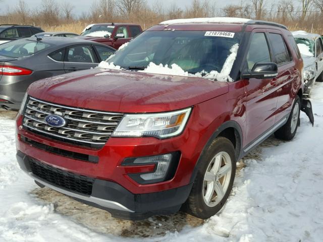 1FM5K8D84HGA57864 - 2017 FORD EXPLORER X RED photo 2