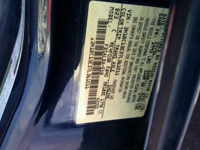 3N1BC13E37L361011 - 2007 NISSAN VERSA S BLUE photo 10