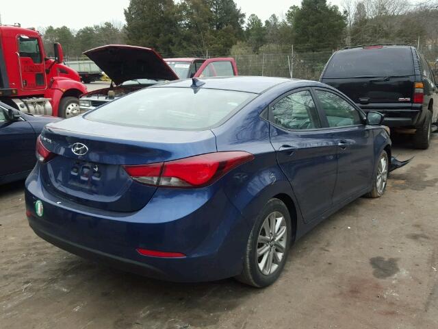 5NPDH4AE9GH655752 - 2016 HYUNDAI ELANTRA SE BLUE photo 4