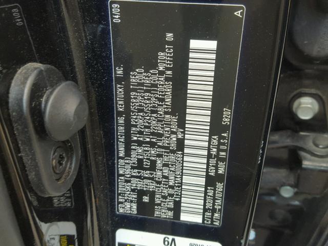 4T3ZE11A49U005684 - 2009 TOYOTA VENZA BASE BLACK photo 10