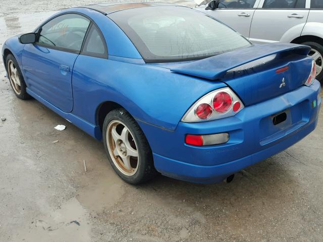 4A3AC84H52E049417 - 2002 MITSUBISHI ECLIPSE GT BLUE photo 3