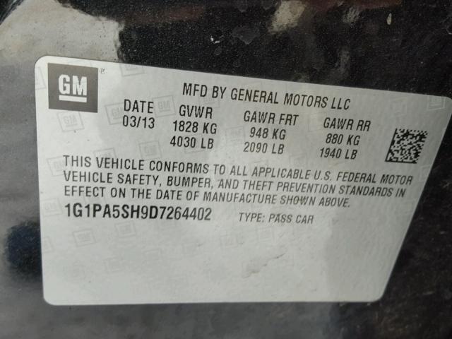 1G1PA5SH9D7264402 - 2013 CHEVROLET CRUZE LS BLACK photo 10