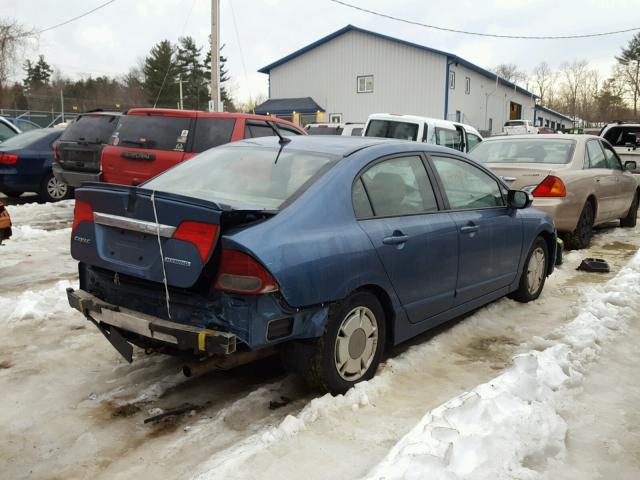 JHMFA3F24AS000718 - 2010 HONDA CIVIC HYBR BLUE photo 4