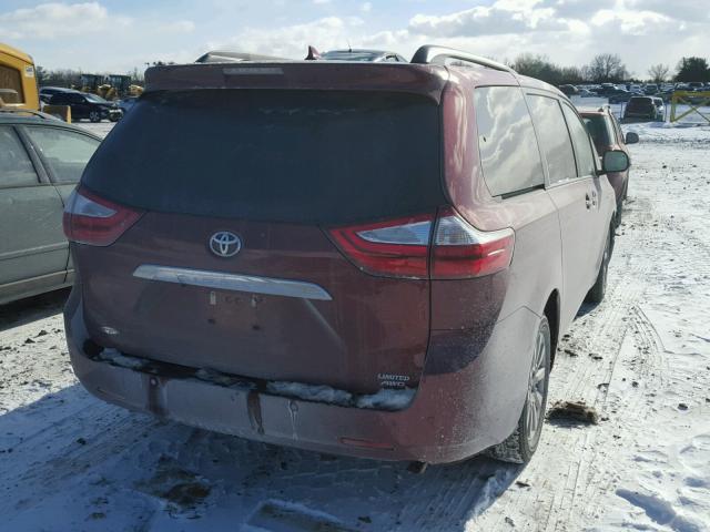 5TDDZ3DC3HS164882 - 2017 TOYOTA SIENNA XLE RED photo 4