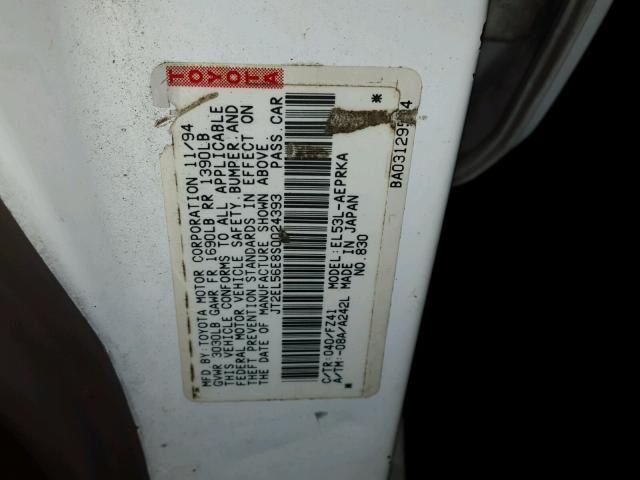 JT2EL56E8S0024393 - 1995 TOYOTA TERCEL DX WHITE photo 10