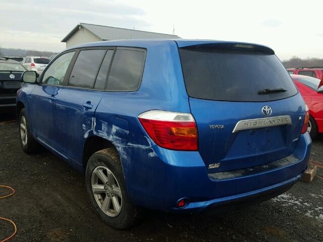 JTEES41A482072863 - 2008 TOYOTA HIGHLANDER BLUE photo 3