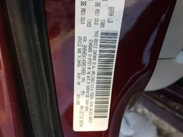 2A8HR54149R614893 - 2009 CHRYSLER TOWN & COU MAROON photo 10