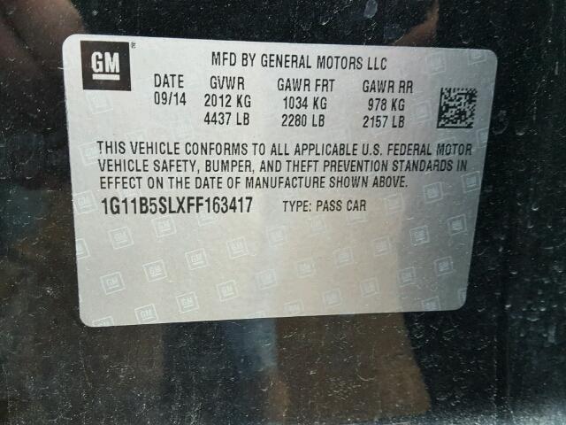 1G11B5SLXFF163417 - 2015 CHEVROLET MALIBU LS BLACK photo 10