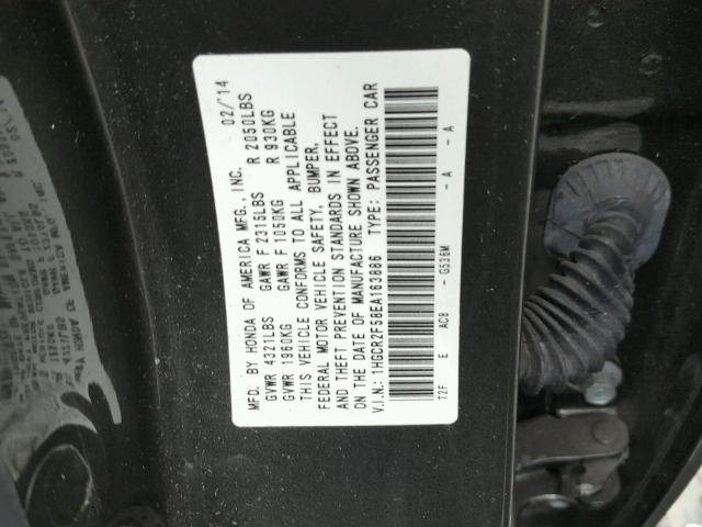 1HGCR2F58EA163886 - 2014 HONDA ACCORD SPO GRAY photo 10