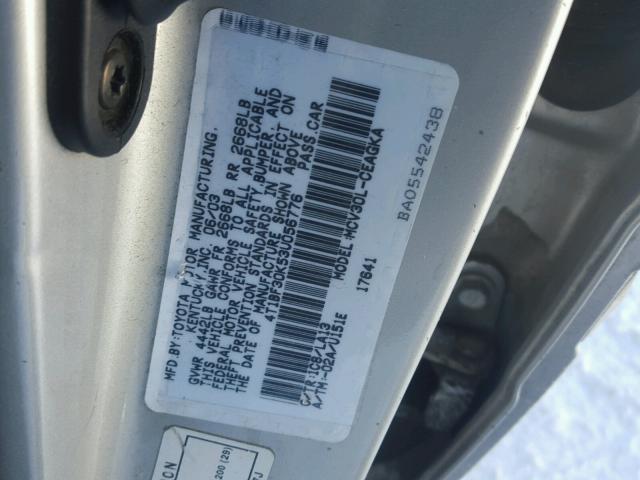 4T1BF30K53U056776 - 2003 TOYOTA CAMRY LE SILVER photo 10