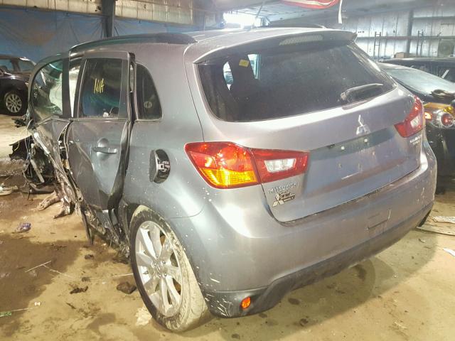 4A4AR4AU4EE025652 - 2014 MITSUBISHI OUTLANDER GRAY photo 3