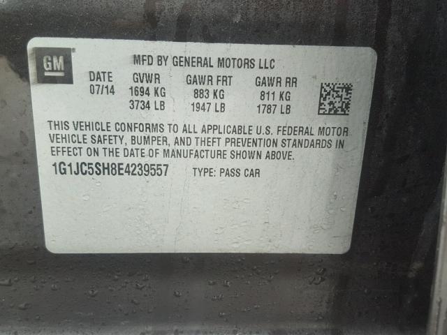 1G1JC5SH8E4239557 - 2014 CHEVROLET SONIC LT CHARCOAL photo 10