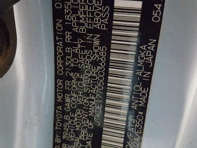 JTKDE177050036685 - 2005 TOYOTA SCION TC 蓝色 照片 10