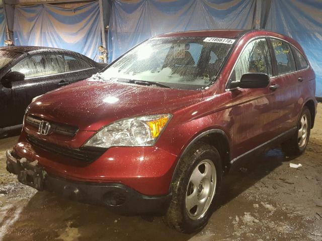 5J6RE48339L067146 - 2009 HONDA CR-V LX MAROON photo 2