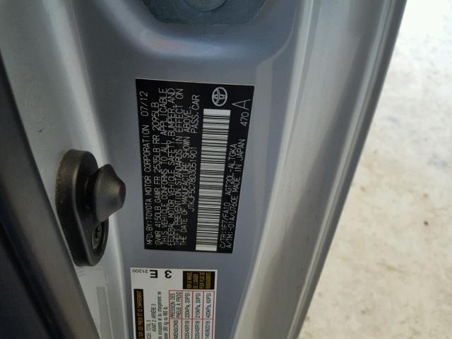 JTKJF5C78D3051901 - 2013 TOYOTA SCION TC 银色 照片 10