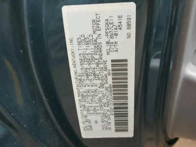 4T3ZF13CX2U480404 - 2002 TOYOTA SIENNA LE BLUE photo 10