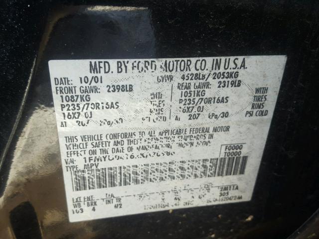 1FMYU04162KA70986 - 2002 FORD ESCAPE GRAY photo 10