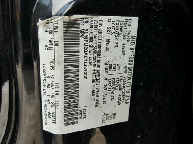 5LMFU28A0YLJ39300 - 2000 LINCOLN NAVIGATOR BLACK photo 10