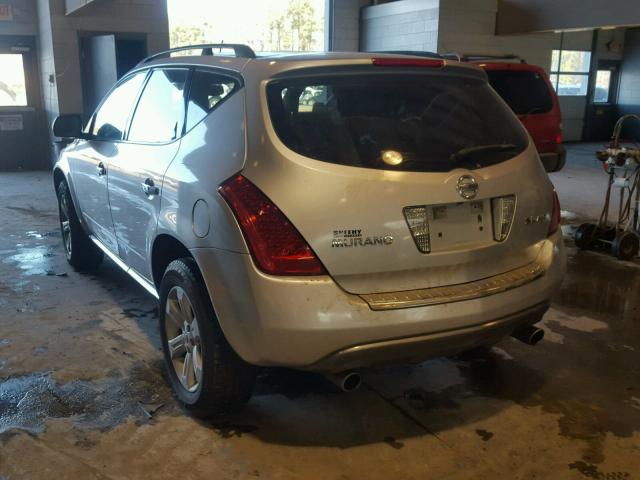 JN8AZ08W07W661185 - 2007 NISSAN MURANO SL SILVER photo 3