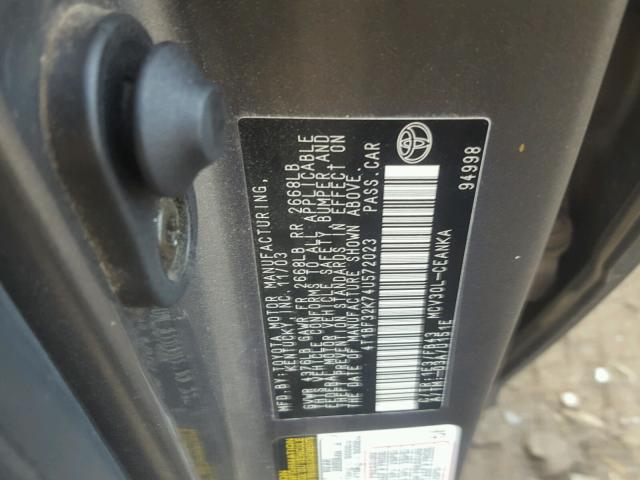 4T1BF32K74U572023 - 2004 TOYOTA CAMRY LE გრაფიტი ფოტო 10