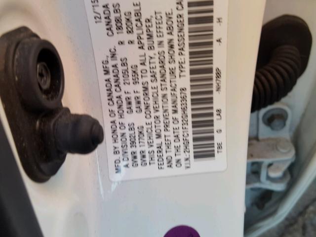 2HGFC1F32GH633678 - 2016 HONDA CIVIC EX თეთრი ფოტო 10