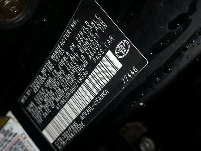 4T1BE30K66U718596 - 2006 TOYOTA CAMRY LE BLACK photo 10