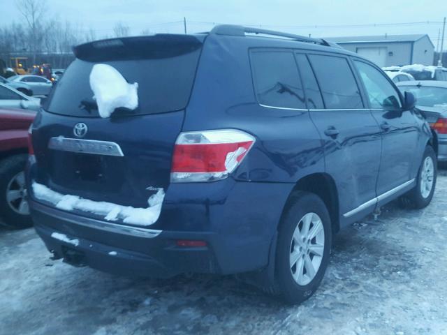 5TDBK3EH8CS165640 - 2012 TOYOTA HIGHLANDER BLUE photo 4